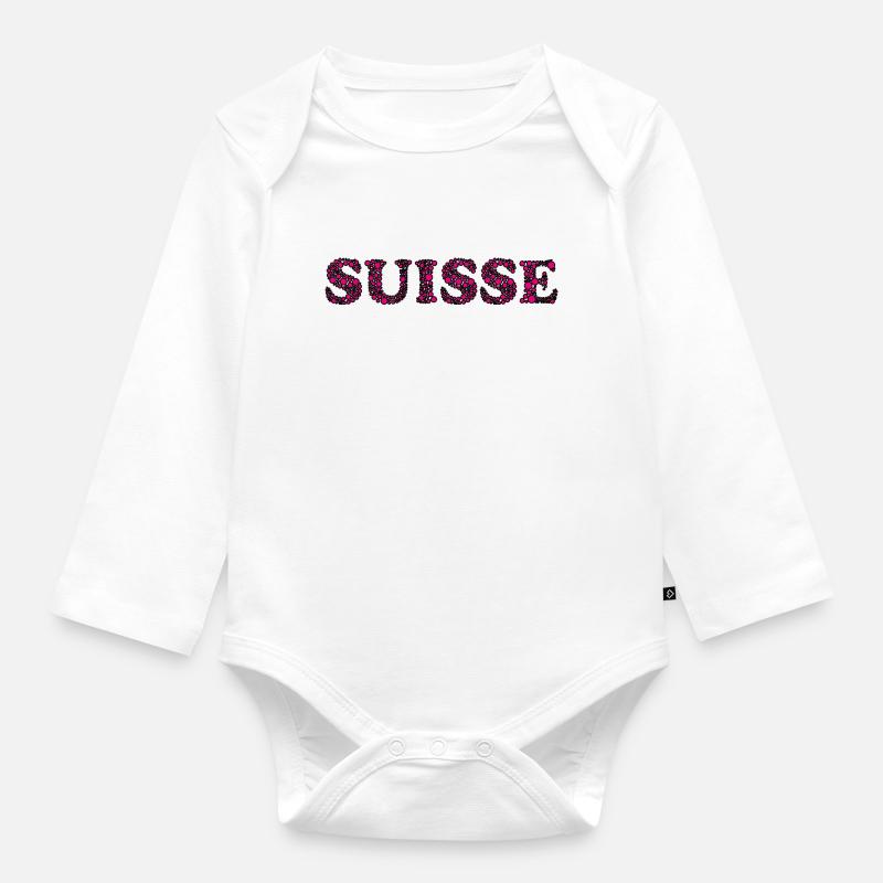 SUISSE. PAYS - Body Bébé bio manches longues - blanc