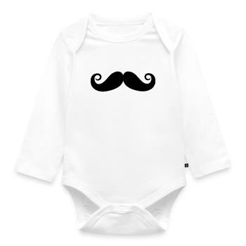 Schnurrbart - Baby Bio-Langarm-Body - Weiß - Vorne