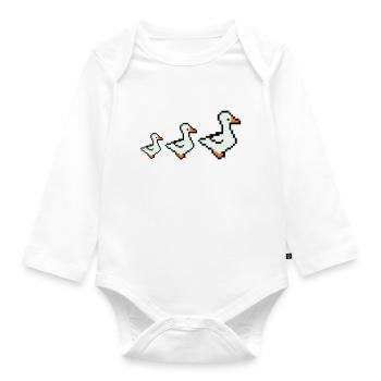 pixel enten - Baby Bio-Langarm-Body - Weiß - Vorne