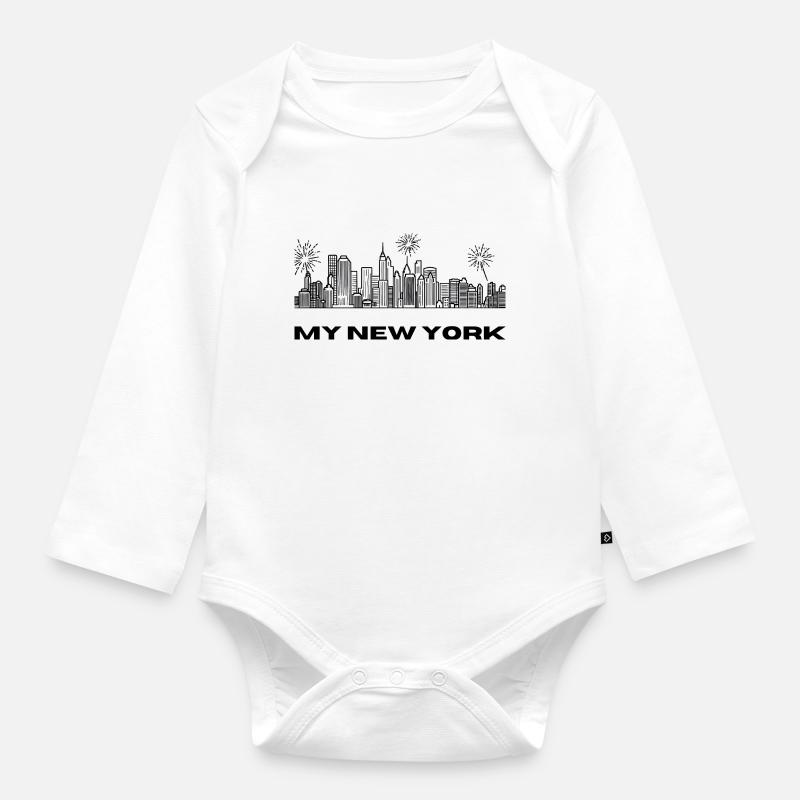 My New York - Body Bébé bio manches longues - blanc
