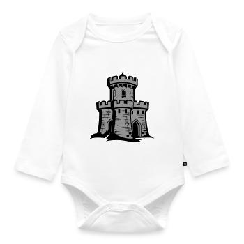 Castle Fortress Knight's Castle Symbol - Organic Longsleeve Baby Bodysuit - white - Front