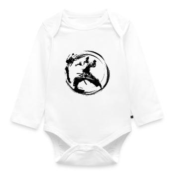 Karate Silhouette Fighter - Organic Longsleeve Baby Bodysuit - white - Front