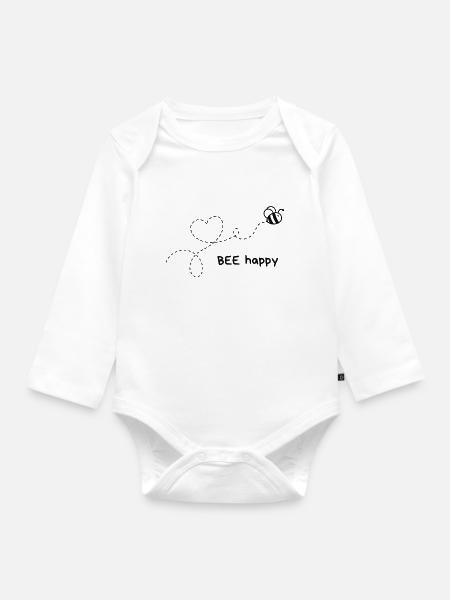 BEE happy - Baby Bio-Langarm-Body - Weiß
