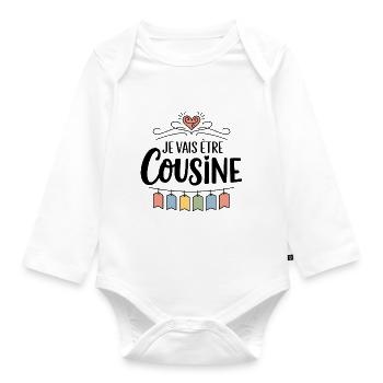 Je Vais Être Future Cousine Annonce Grossesse - Body Bébé bio manches longues - blanc - Devant