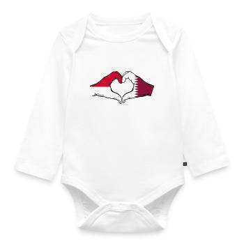 Monaco Katar Flagge Haende Herzform - Baby Bio-Langarm-Body - Weiß - Vorne