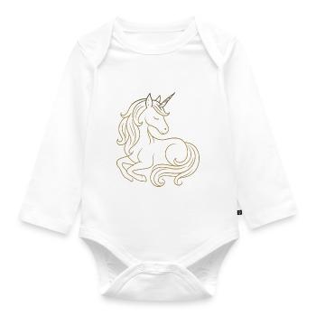 Aurum Cornu - Une noble licorne dorée - Body Bébé bio manches longues - blanc - Devant