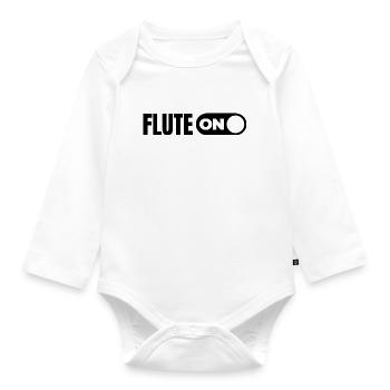 Turn on the flute - Organic Longsleeve Baby Bodysuit - white - Front