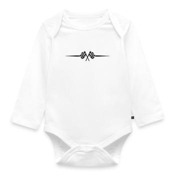 Racing Flag Race Icon - Organic Longsleeve Baby Bodysuit - white - Front