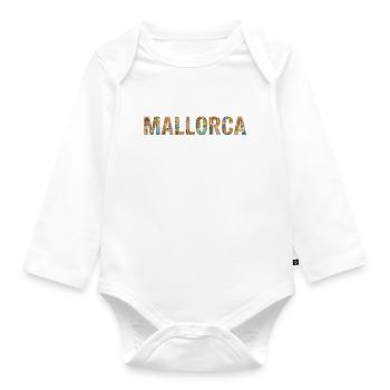 Mallorca Typography with Mediterranean Architecture - Organic Longsleeve Baby Bodysuit - white - Front