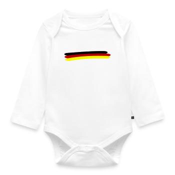 Germany Flag Line - Organic Longsleeve Baby Bodysuit - white - Front