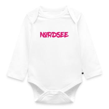 Nordsee - Watt - Gezeiten - Deutsches Meer - Baby Bio-Langarm-Body - Weiß - Vorne