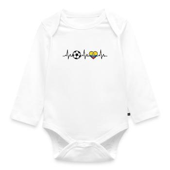 Ecuador Fußball Herzschlag Ecuador - Baby Bio-Langarm-Body - Weiß - Vorne