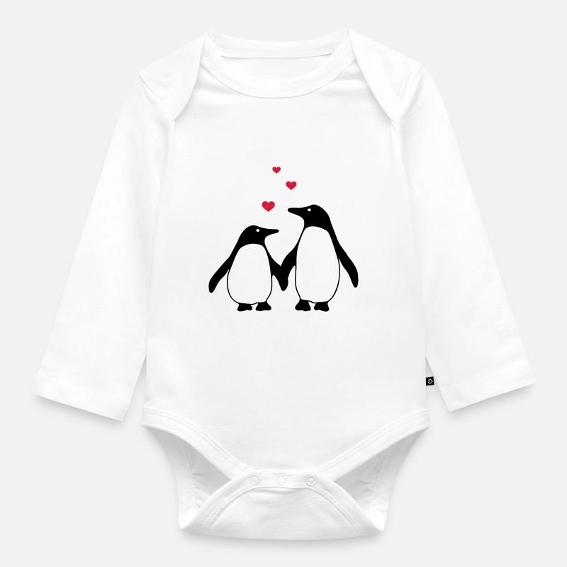 verliebte Pinguine - Baby Bio-Langarm-Body - Weiß