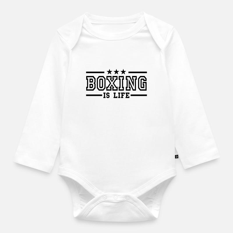 boxing is life deluxe - Body Bébé bio manches longues - blanc