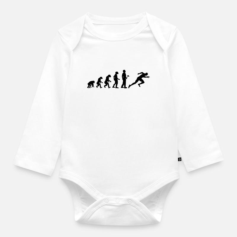 Evolutionstheorie Leichtathletik Sprint - Baby Bio-Langarm-Body - Weiß