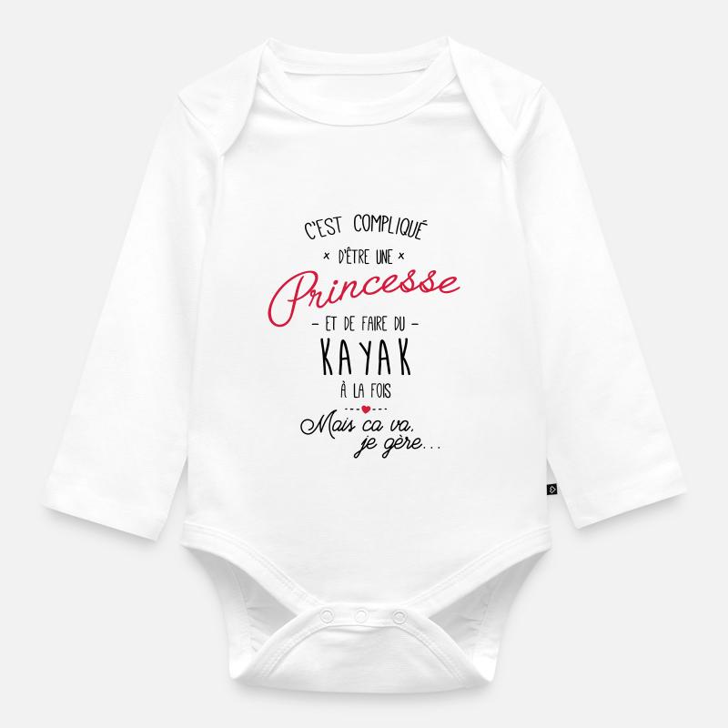 princesse et Kayak - Body Bébé bio manches longues - blanc