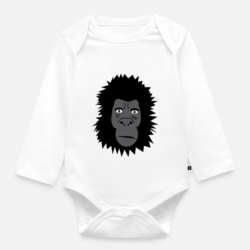 Gorilla - Body Bébé bio manches longues - blanc