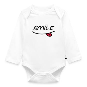 Smiley mund - Baby Bio-Langarm-Body - Weiß - Vorne