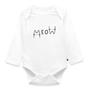 MEOW meow cat kitten kitty - Organic Longsleeve Baby Bodysuit - white - Front