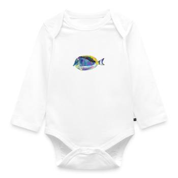 Doctor fish pattern - Organic Longsleeve Baby Bodysuit - white - Front
