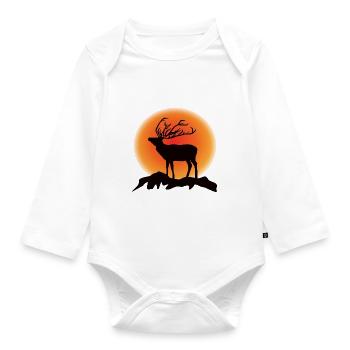 Cerf Rennais Silhouette Coucher de soleil - Body Bébé bio manches longues - blanc - Devant