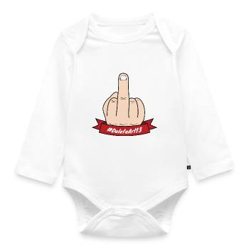 Delete Article 13 - Mittelfinger - #Art13 - Baby Bio-Langarm-Body - Weiß - Vorne