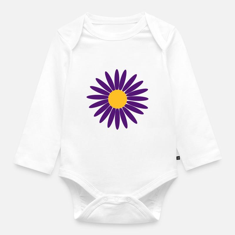 fleur pourpre - Body Bébé bio manches longues - blanc