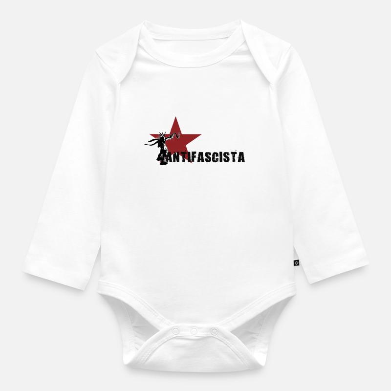 antifasciste - Body Bébé bio manches longues - blanc