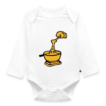 cheese cook Swiss culinary specialty fondue - Organic Longsleeve Baby Bodysuit - white - Front
