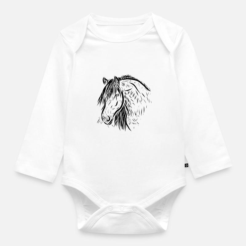 Cheval - Body Bébé bio manches longues - blanc