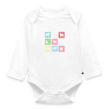 Bauernhof Tiere - Baby Bio-Langarm-Body - Weiß - Vorne