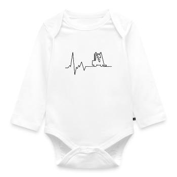 heartbeat fork lift - Organic Longsleeve Baby Bodysuit - white - Front