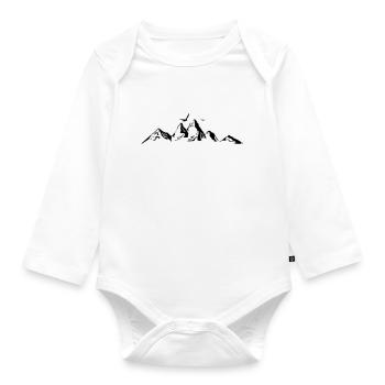 BERGE Gebirge Landschaft Silhouette Panorama - Baby Bio-Langarm-Body - Weiß - Vorne