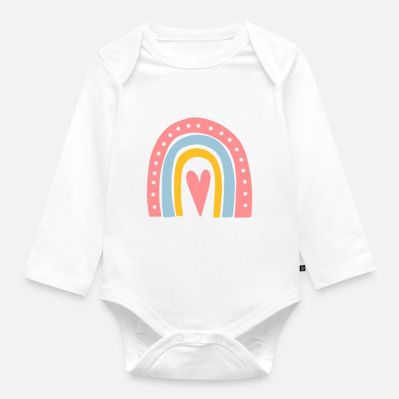 arc en ciel - Body Bébé bio manches longues - blanc