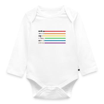 Rainbowlights but - Organic Longsleeve Baby Bodysuit - white - Front