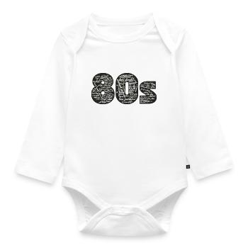 Cloud words 80s white - Organic Longsleeve Baby Bodysuit - white - Front