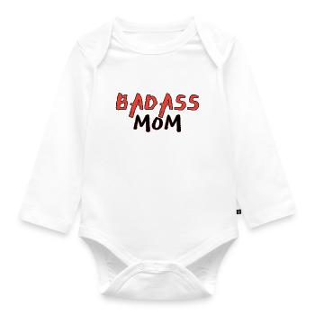 Badass mom - Body Bébé bio manches longues - blanc - Devant