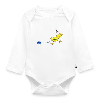 Canard avec voiture garçons filles cadeau d’anniversaire - Body Bébé bio manches longues - blanc - Devant