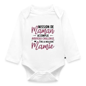 Mission De Maman Accomplie Mamie Annonce Grossesse - Body Bébé bio manches longues - blanc - Devant