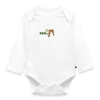 Motivation wird geladen Faultier Faultiermotiv - Baby Bio-Langarm-Body - Weiß - Vorne