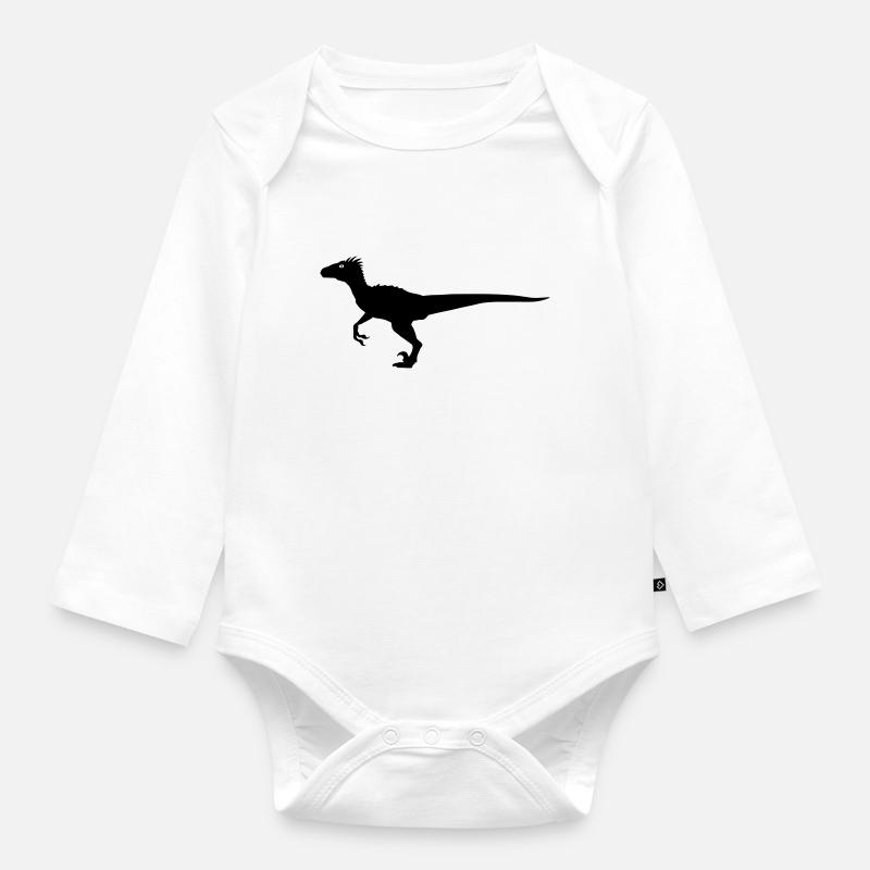 Velociraptor - Baby Bio-Langarm-Body - Weiß