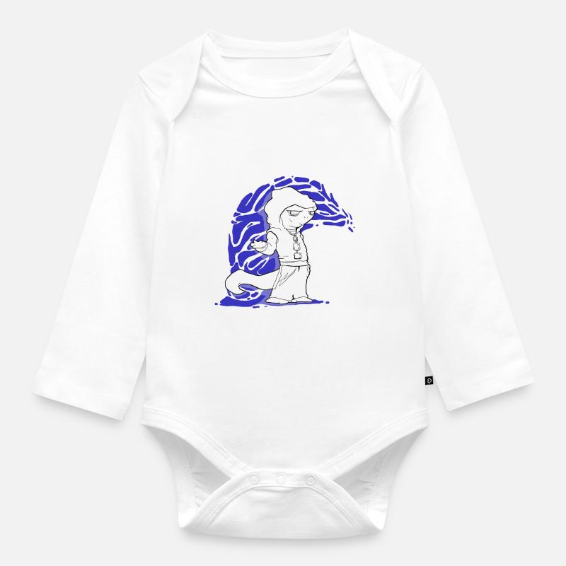 lezard wave - Body Bébé bio manches longues - blanc