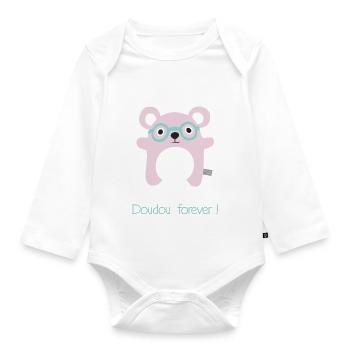 Doudou forever - Body Bébé bio manches longues - blanc - Devant