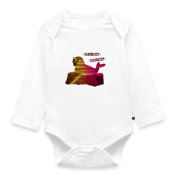 Disko Retro Seehund - Baby Bio-Langarm-Body - Weiß - Vorne