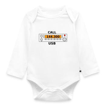Radio call 144.300 Mhz ham radio - Organic Longsleeve Baby Bodysuit - white - Front