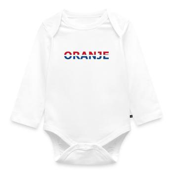 Orange in red, white, blue - Organic Longsleeve Baby Bodysuit - white - Front