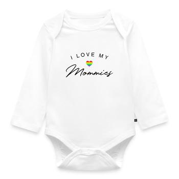 Love my mommies LGBT CSD Baby Geburt Kind Geschenk - Baby Bio-Langarm-Body - Weiß - Vorne