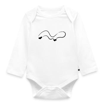 hearts pattern wave line curve - Organic Longsleeve Baby Bodysuit - white - Front
