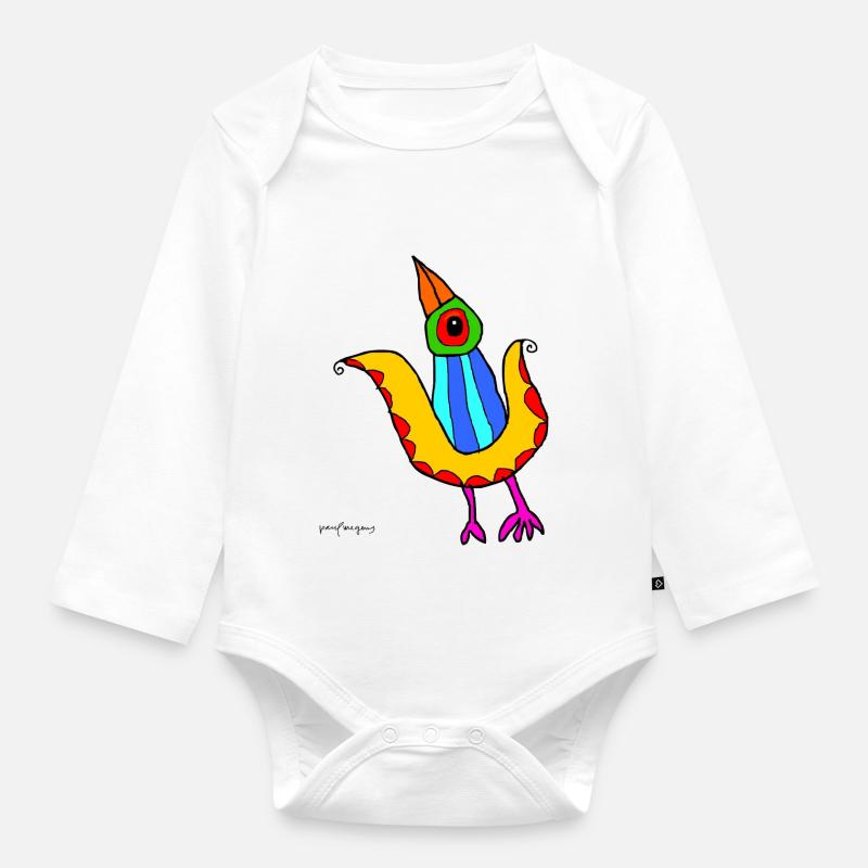 oiseau 9 - Body Bébé bio manches longues - blanc