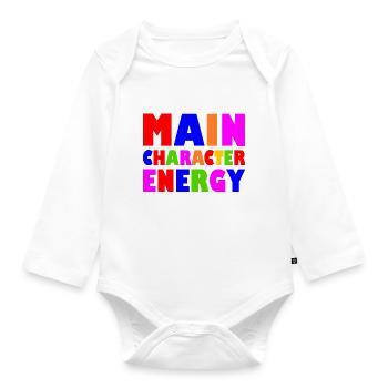 Main character energy - Baby Bio-Langarm-Body - Weiß - Vorne